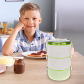 Kuber Industries Insulated Lunch Box with 3 Compartments|100% BPA Free, Food Grade ABS Plastic|Leakproof & Spill Proof|Dishwasher & Microwave Safe Lunch Box|3000 ML|HX0032531|Green (Pack of 6)